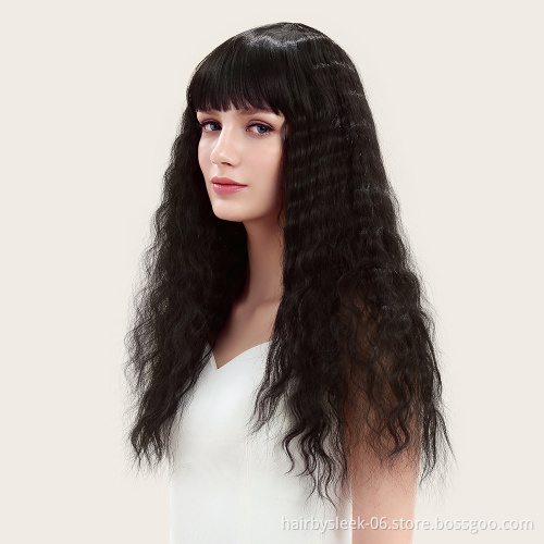 Soft long synthetic hair wigs honey color high temperature fiber curly weave machine made wigs wholesale wigs for women